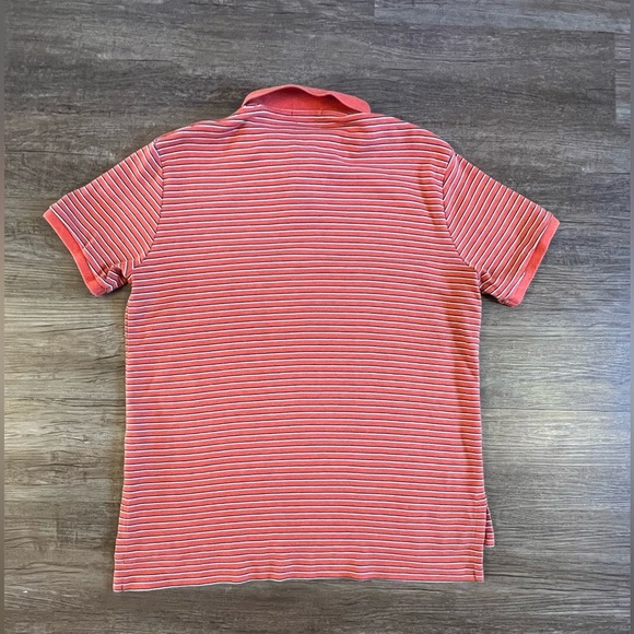 Polo Ralph Lauren Shirt Mens Large Orange Stripe Custom Fit Preppy Casual PoloB7 - Picture 2 of 6